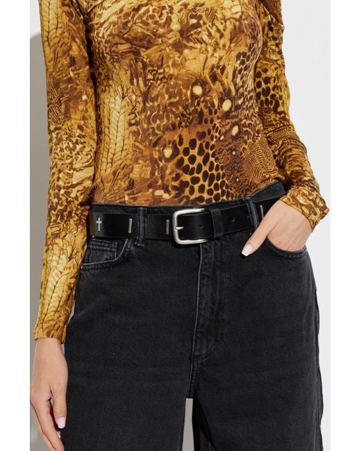 AllSaints White Studded Leather Belt