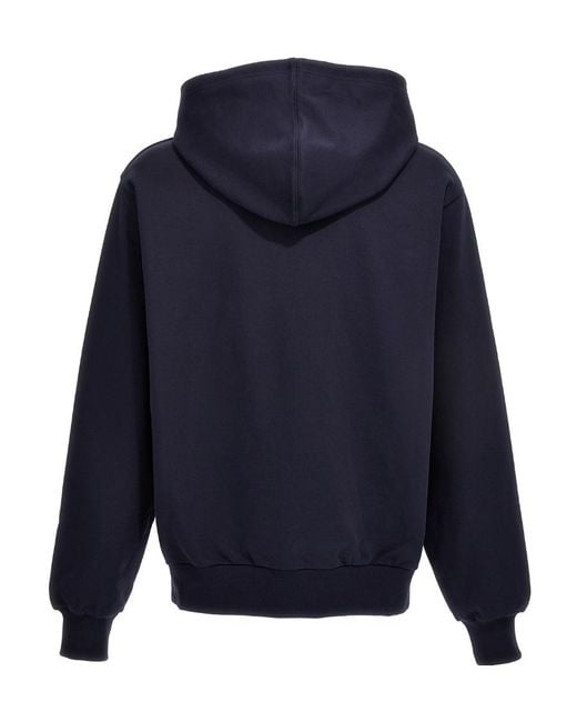 Marni Blue V-Neck Hoodie For Featuring A Kangaroo Pocket And Logo for men