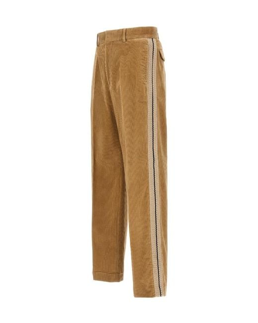 Palm Angels Natural Side Stripe Detailed Corduroy Pants for men