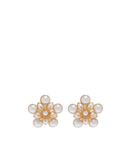 Oscar de la Renta White Large Faux Pearl Clip-On Earrings