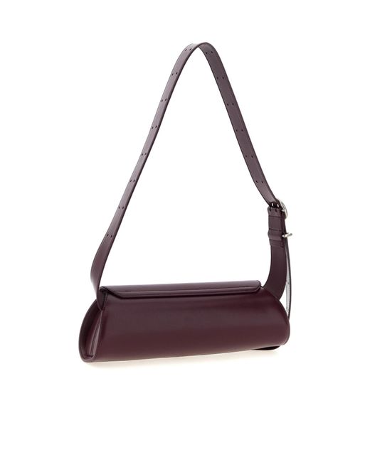 Jil Sander Purple Cannolo Logo Stamped Small Shoulder Bag
