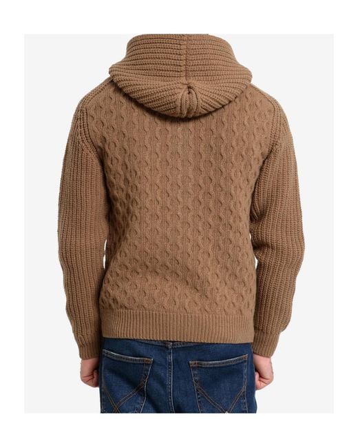 Tagliatore Brown Long-Sleeved Knitted Cardigan for men