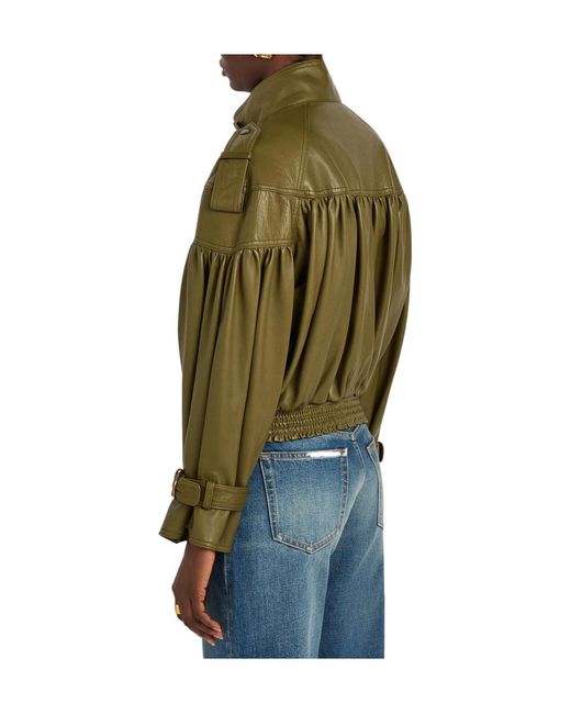 Chloé Green Cropped Leather Jacket