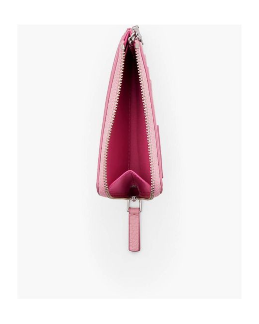 Marc Jacobs Pink Logo Debossed Zip-Up Wallet
