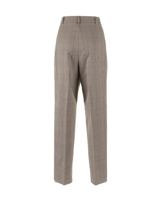 Max Mara Gray Studio Checked Straight Leg Trousers