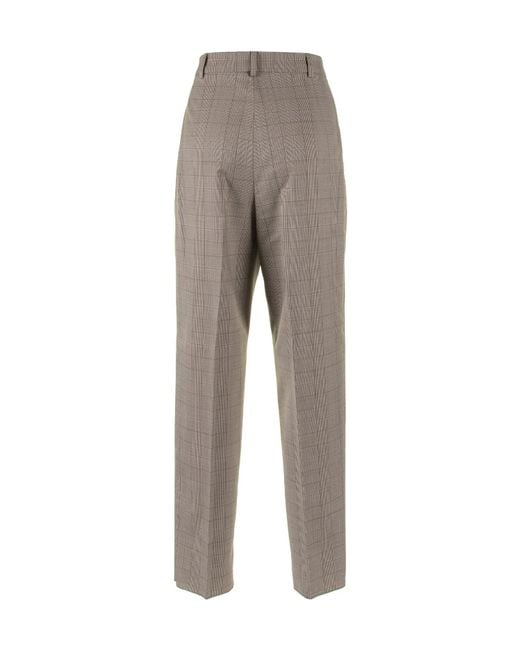 Max Mara Gray Studio Checked Straight Leg Trousers