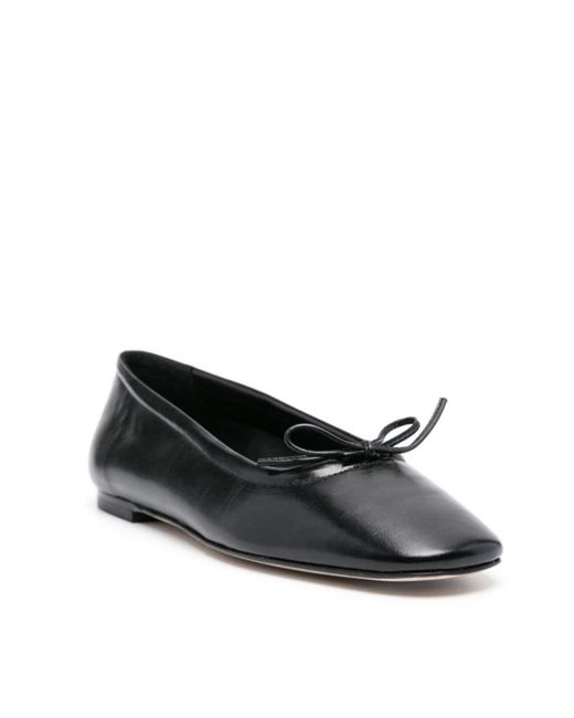 Aeyde Black Bow-Detail Suede Ballerina Shoes