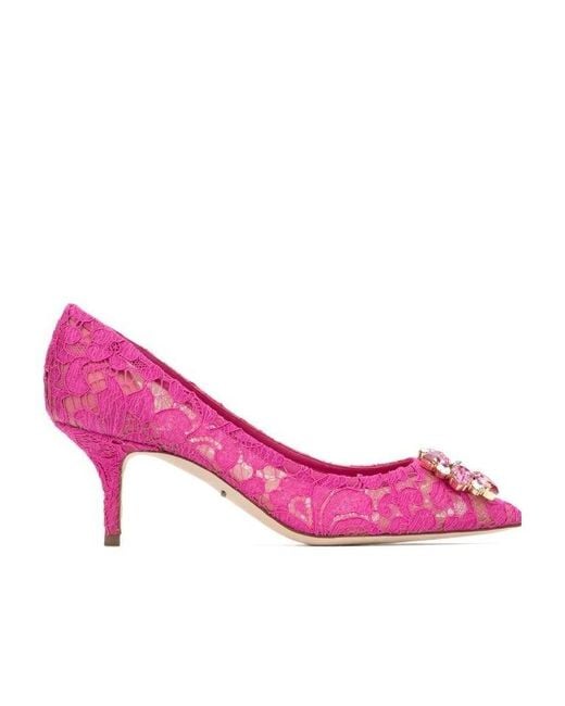 Dolce & Gabbana Pink Bellucci Lace Pumps