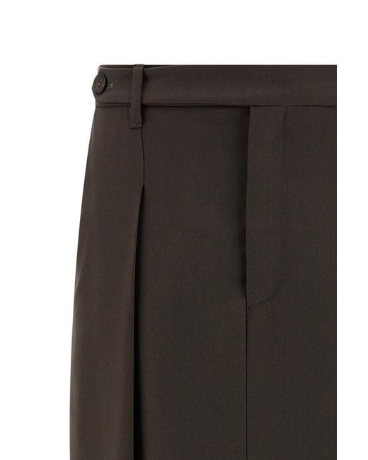 Brunello Cucinelli Brown Curved Front-Split Midi Skirt