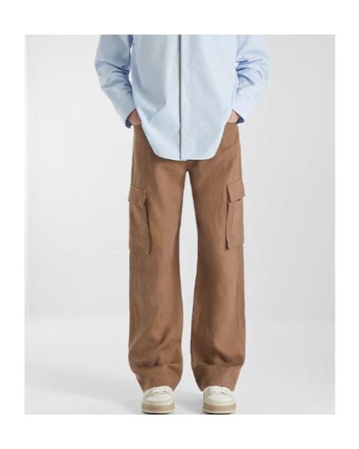 Fendi Brown Logo Embroidered Straight-Cut Cargo Trousers for men
