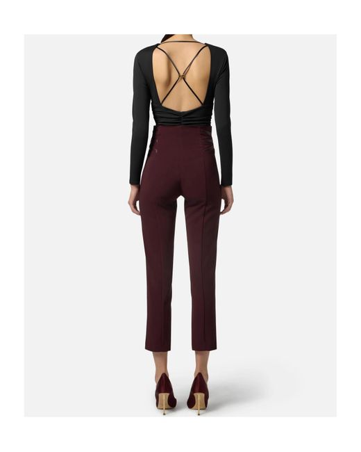 Elisabetta Franchi Black Draped Crêpe Jersey Bodysuit