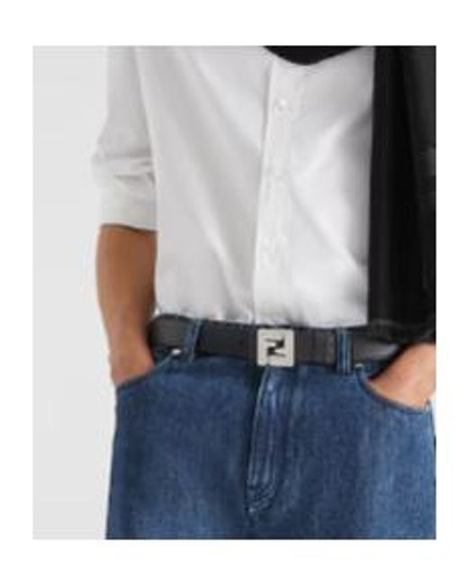 Fendi White Ff Squared Reversible Belt for men