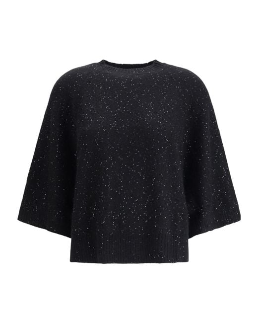 Fabiana Filippi Black Sequin Embellished Cape