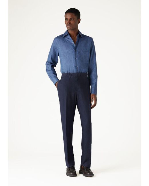 Loro Piana Blue Elastic Waist Casual Pants for men