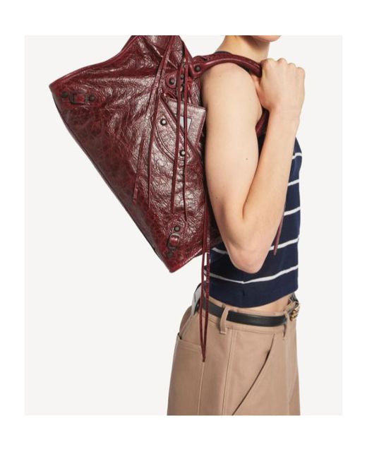 Balenciaga Red Le City Medium Tote Bag