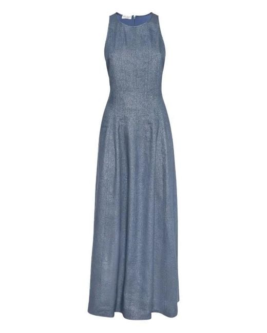 Brunello Cucinelli Blue Crepe Maxi Dress