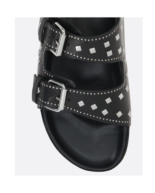 Isabel Marant Black Lennyo Studded Slip-On Slides