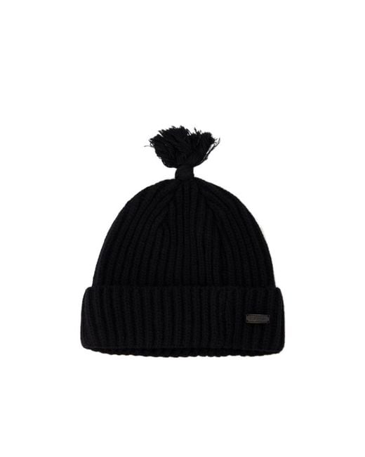 Adererror Black Ribbed Pom-Pom Beanie Hat for men