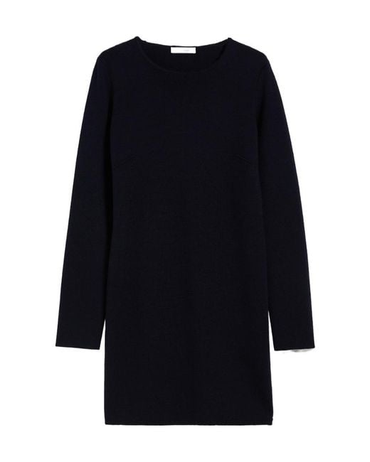 Max Mara Blue Wool Round-Neck Dress