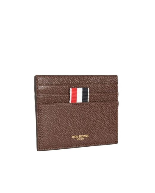 Thom Browne Brown 4-Bar Logo Printed Cardholder for men