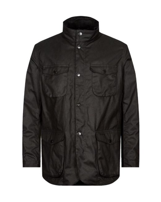 Barbour Black Ogston High-Neck Waxed Jacket for men