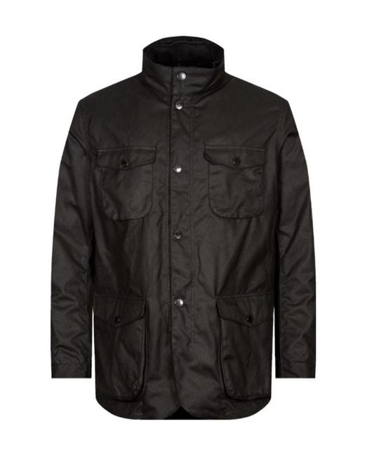 Barbour Black Ogston High-Neck Waxed Jacket for men