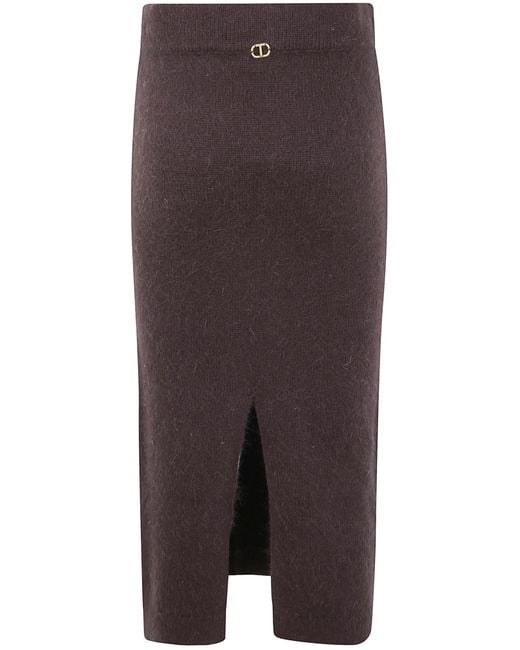 Twinset Purple Knit Midi Skirt