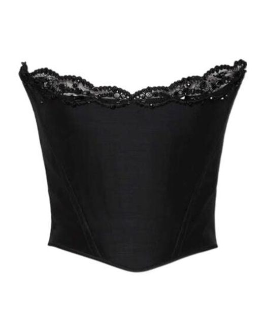 DSquared² Black Lace-Detail Corset Top