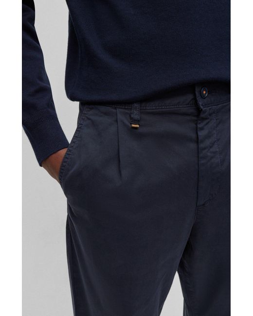 Boss Blue Belt-Loop Casual Pants for men