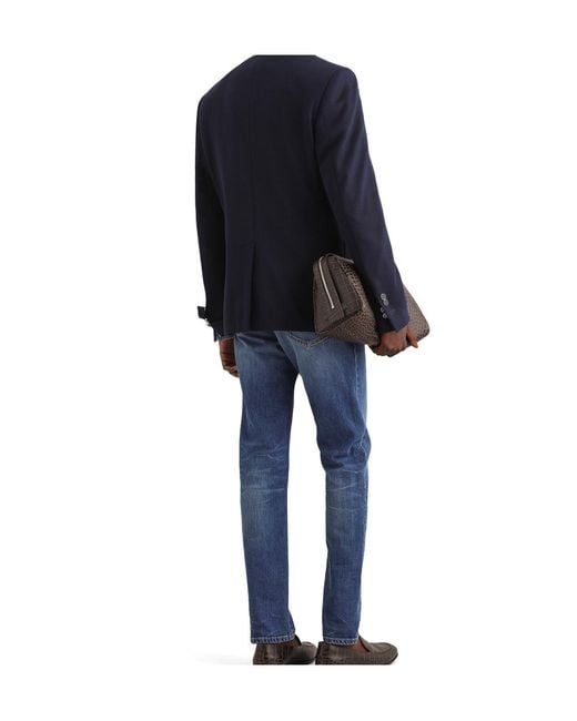 Dolce & Gabbana Blue Logo-Patch Straight Jeans for men