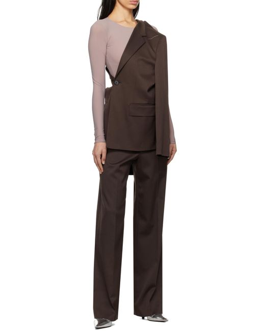 MM6 by Maison Margiela Brown Cut-Out Detailed Buttoned Blazer
