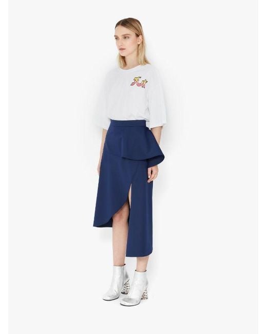 J.W. Anderson Blue Peplum-Waist Asymmetric Skirt