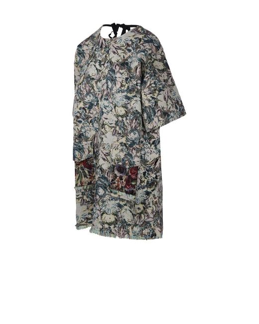 Tapestry Ganni Kimono Dress WOMAN GANNI GREEN POLYESTER TAPESTRY JACQUARD  BOXY KIMONO MINI DRESS