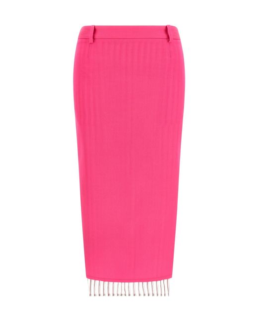 The Attico Pink Belt Loop Midi Skirt