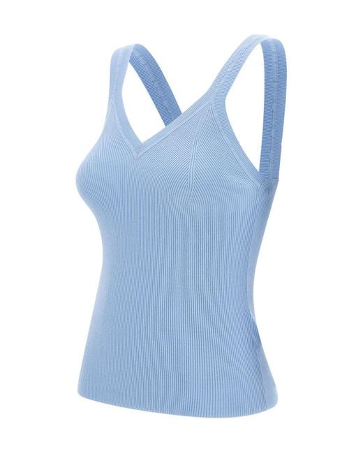 P.A.R.O.S.H. Blue Fine-Ribbed Tank Top