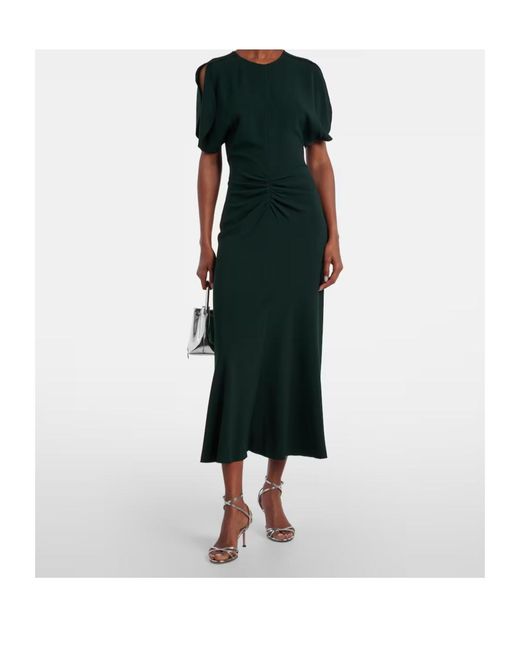 Victoria Beckham Black Gathered Midi Dress