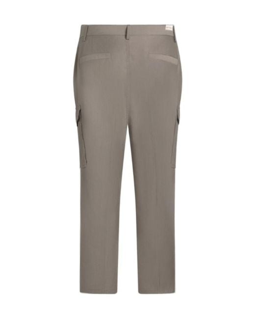 Etro Gray Logo-Patch Cargo Trousers for men