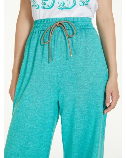 Max Mara Blue Flared Drawstring-Waist Trousers