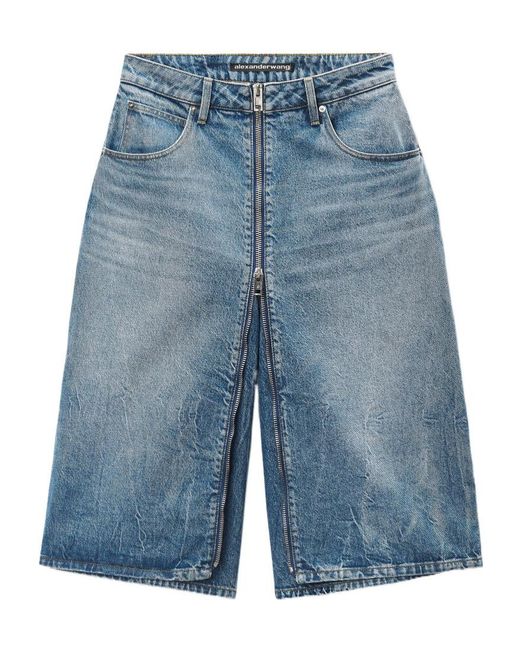 Alexander Wang Blue Zipped Midi Skort