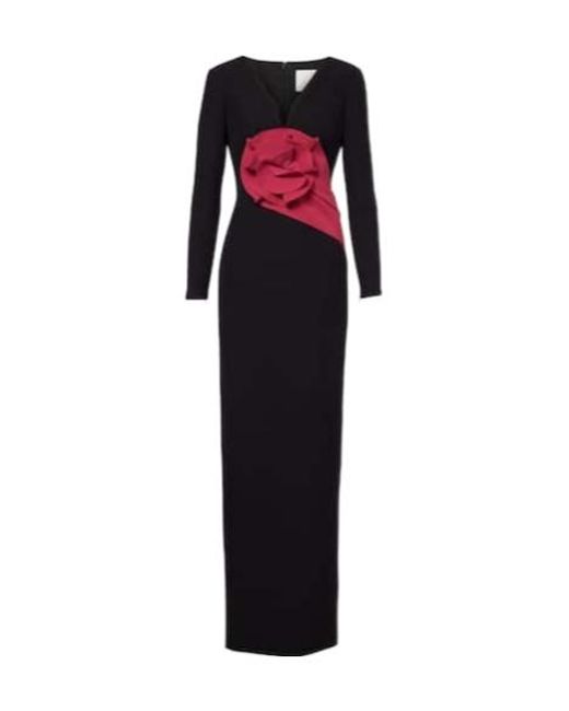 Roland Mouret Blue Floral-Appliqué Crepe Gown