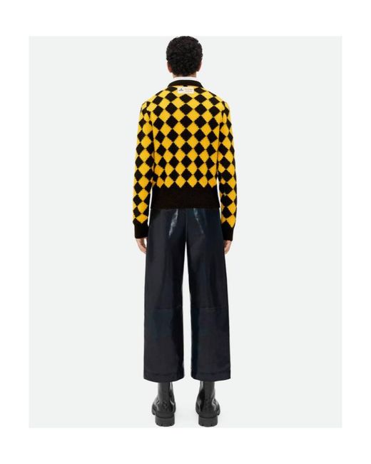 Bottega Veneta Yellow Argyle Intarsia Wool Jumper for men