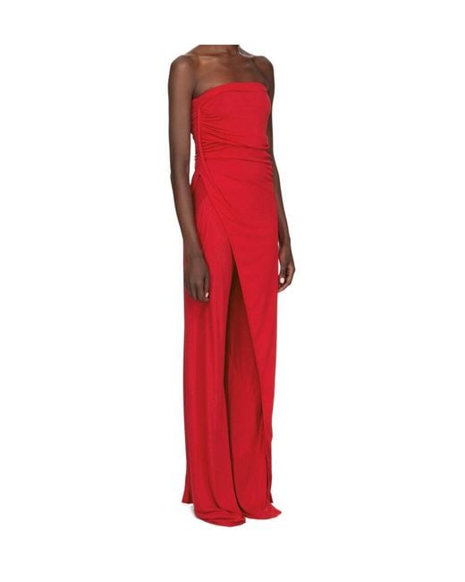 Rick Owens Red Draped Slit Top