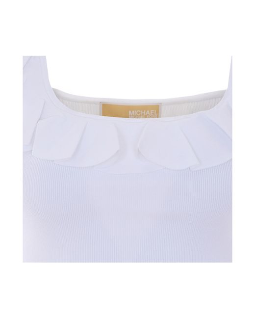 MICHAEL Michael Kors White Ruffled Sleeveless Top