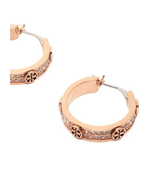 Tory Burch Pink Pavé Hoop Earrings