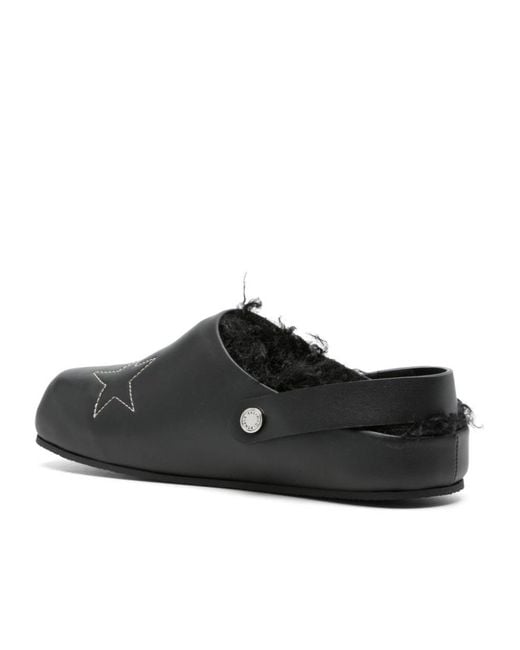 Stella McCartney Black Star Stitched Slip-On Slippers