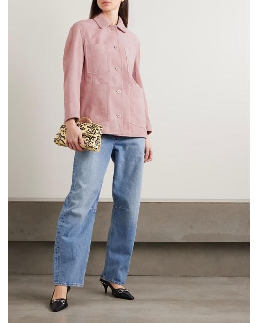 Nour Hammour Pink Seleste Patchwork Suede Jacket