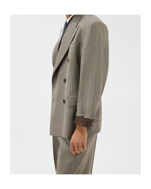 Versace Green Pinstripe Boxy Blazer for men