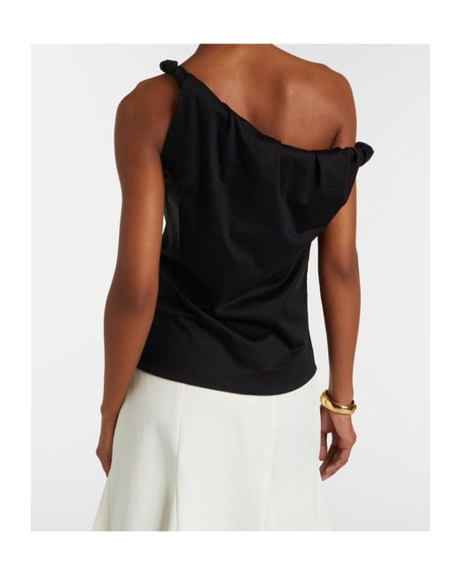 Rohe Black One-Shoulder Cotton-Blend Top