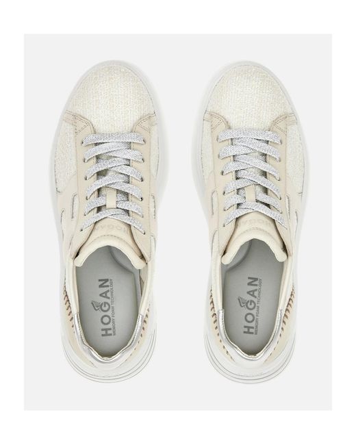 Hogan White Rebel Lace-Up Sneakers