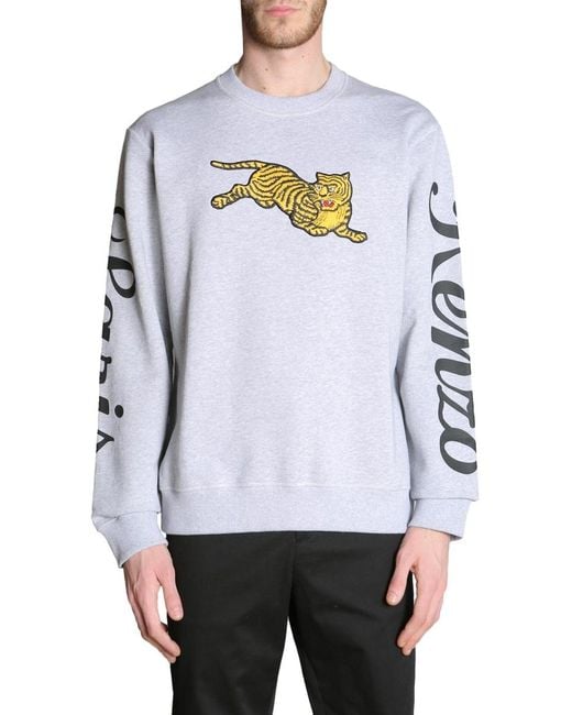 KENZO Gray Tiger Embroidered Pullover for men